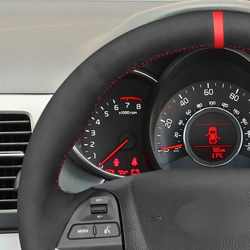 Loncky Auto Custom Fit OEM Black Suede Steering Wheel Covers for Kia